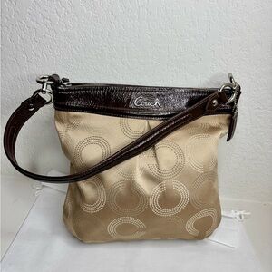 Coach Tan and Brown Shoulder Bag with Leather Trim. For johanna